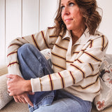 Ivory Stripe Polo Collar Sweater