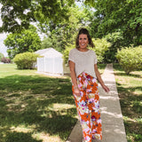 Orange Floral Flowy Pant