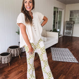 Natural Green Crochet Block Mix Pant