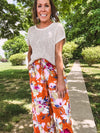 Orange Floral Flowy Pant