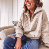 Ecru Quilted Contrast 1/4 Zip