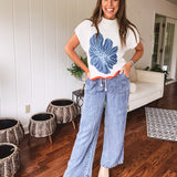 High Waist Chambray Wide Leg Pant