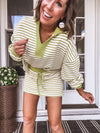 Avocado Stripe Cropped Pullover