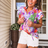 Lavender Tropical Printed Top