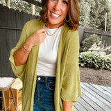 Dolman Short Sleeve Woven Cardigan