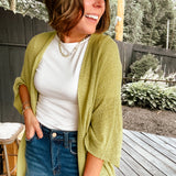 Dolman Short Sleeve Woven Cardigan