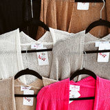 Dolman Short Sleeve Woven Cardigan