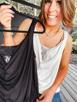 Twisted Strap Lace Inlet Tank