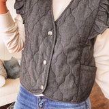 Black Lightweight Quilted Flutter Vest