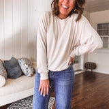 Hacci Raglan Sleeve Cozy Pullover