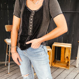 Square Neckline Lace Inset Tee