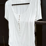 Square Neckline Lace Inset Tee