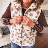 Ecru Doodle Floral Padded Vest