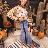 Denim Contrast Side Midi Skirt