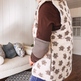 Ecru Doodle Floral Padded Vest