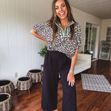 Black Checker Texture Wide Leg Pant