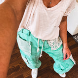 Teal Time Jogger Pant with Crochet