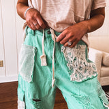 Teal Time Jogger Pant with Crochet