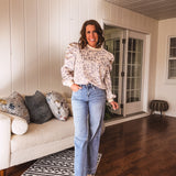 Lavender Floral Victorian Sleeve Sweater