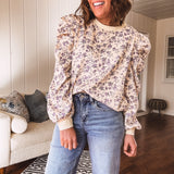 Lavender Floral Victorian Sleeve Sweater