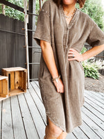 Ash Mineral Wash Cotton Gauze Dress