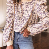 Lavender Floral Victorian Sleeve Sweater