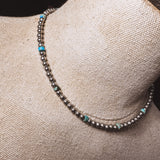 4mm Silver Plated Pearl + Turq | 14"