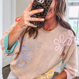 Spritz of Color Flower Embroidered Sweater