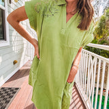 Runnin' Around Embroidered Cotton Gauze Dress