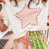 Stripe Star Studded Tee