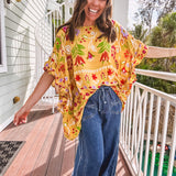Macaron Ruffle Sleeve Flowy Top