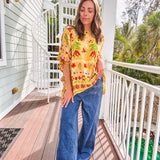 Macaron Ruffle Sleeve Flowy Top