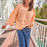 Canteloupe Heart Peace 3/4 Sleeve