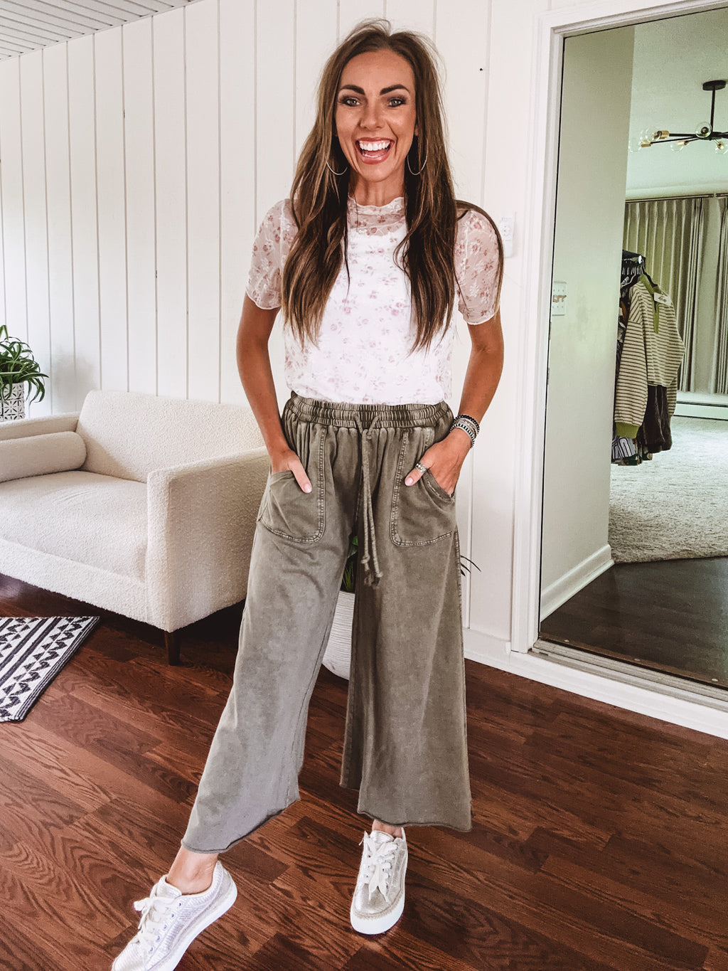 Olive Mineral Wash Terry Knit Sweatpant