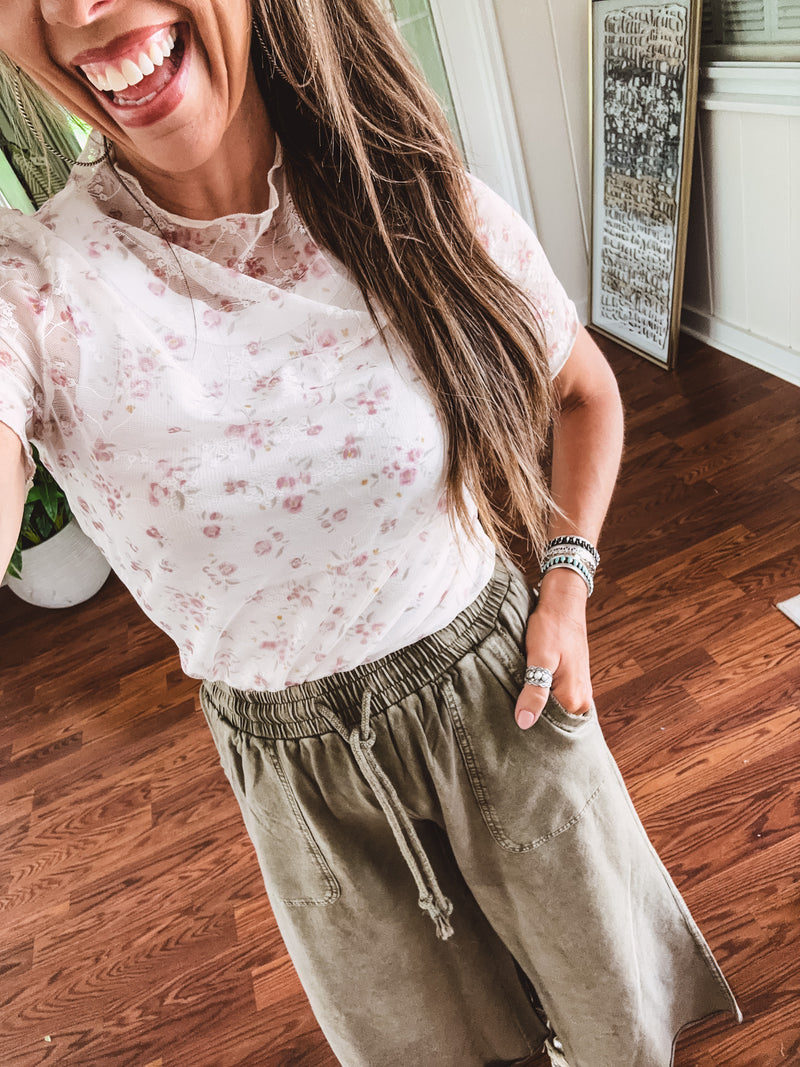 Olive Mineral Wash Terry Knit Sweatpant
