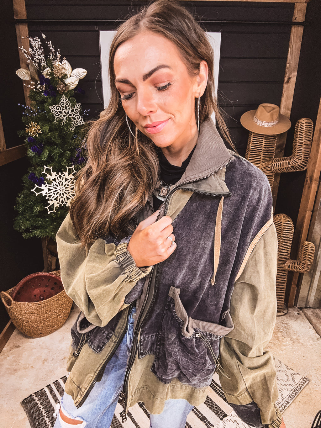 Olive Washed Layered Jacket
