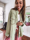 Pistachio Cotton Gauze Rivet Jacket