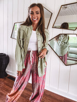Pistachio Cotton Gauze Rivet Jacket
