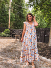 Orange + Blue Mix Dot Smock Bust Flutter Hem Dress
