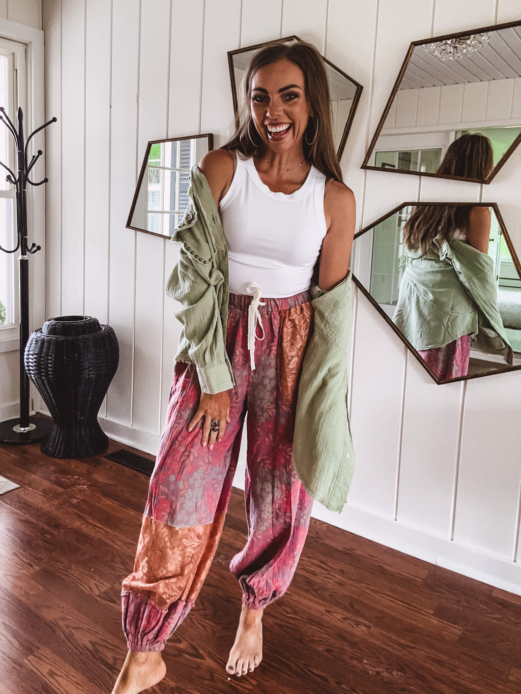 Pistachio Cotton Gauze Rivet Jacket