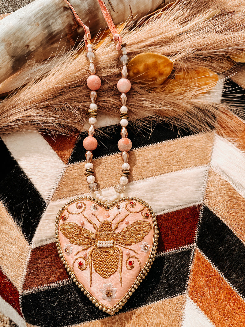 Bee A Lady, Bee a Legend Puff Heart Necklace