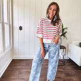 Denim Floral Wash Barrel Pant