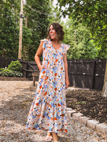 Orange + Blue Mix Dot Smock Bust Flutter Hem Dress