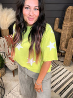 Lime Yellow Star Print Tee
