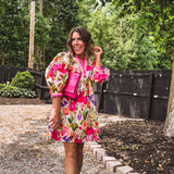 Berry Boho Floral Dress with Collar