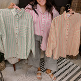 Stripe Button Down Soft Wash Shirt