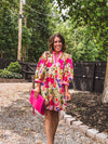 Berry Boho Floral Dress with Collar