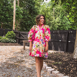 Berry Boho Floral Dress with Collar