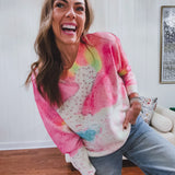 Pink Pastel Go With the Flow Rhinestone Sweater