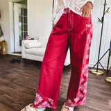 A Little Western Red Wide Leg Pant